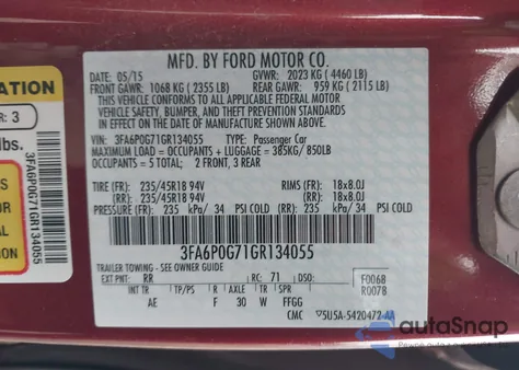 2016 Ford Fusion S из США, поврежденный, VIN 3FA6P0G71GR134055